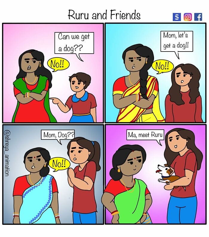 1-3 20 Amazing Comics by Shreya Animation Summarize a Girl's Daily Life