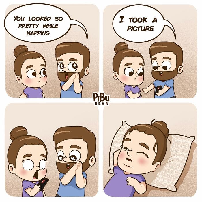 1-5 20 Pibu Bear Comics Show the Daily Life Adventures of Being in a Relationship