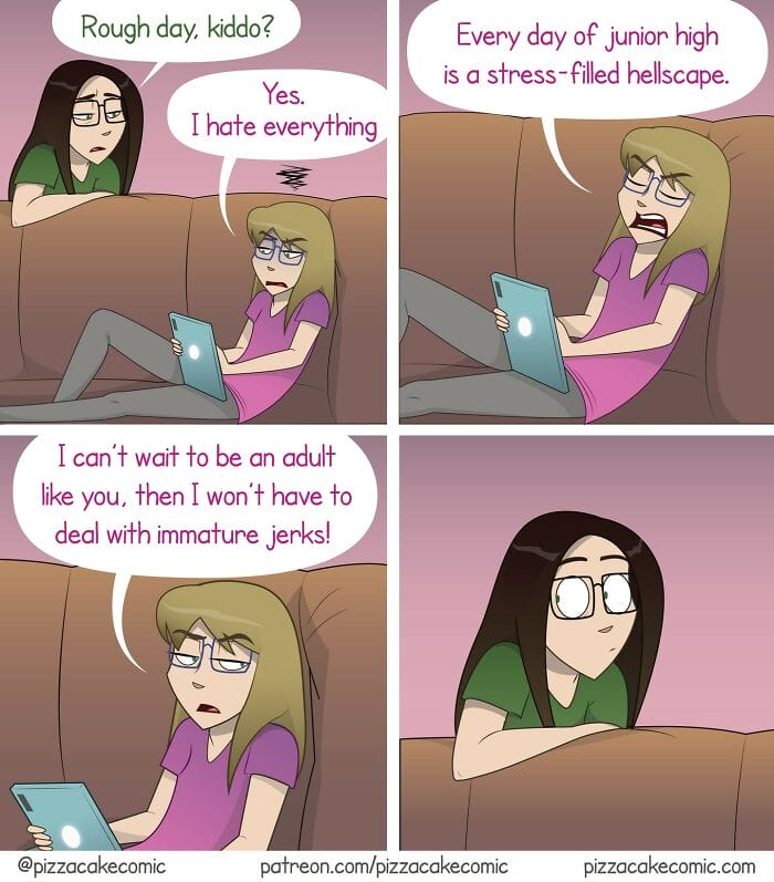 2-24 20 Pizza Cake Comics about Relatable Situations by Cartoonist Ellen Woodburry