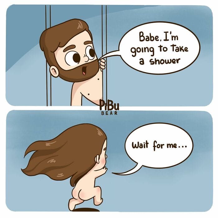 2-3 20 Pibu Bear Comics Show the Daily Life Adventures of Being in a Relationship