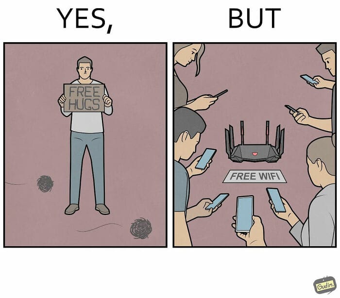16 20 Two-Panel Illustrations That Depict Contradictory Situations in Society