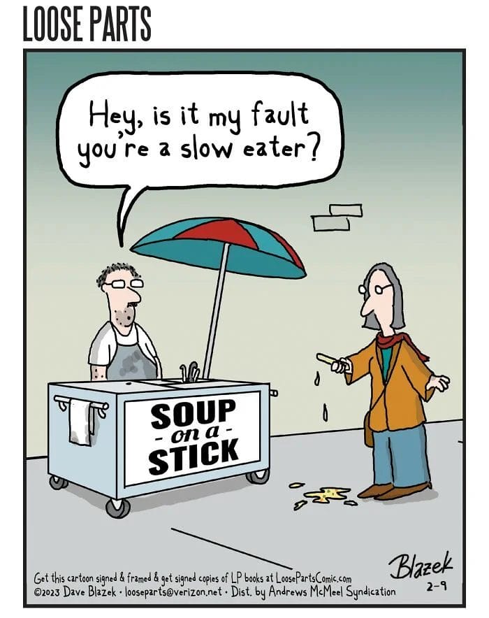9 20 Times Artist Loose Parts Guy Captures Ridiculous Situations in Single-Panel