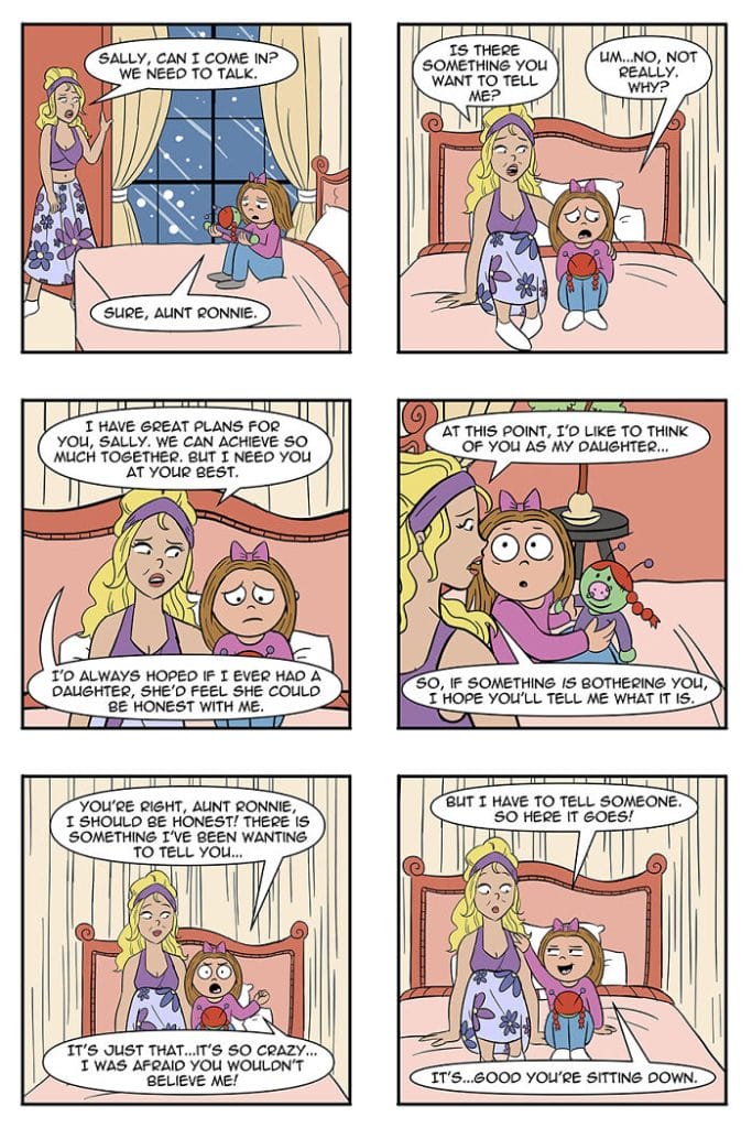 methefamilypet19-683x1024 Artist Explores Humorous Tale of Human Girl Adopted as Alien Pet (20 New Illustrations)