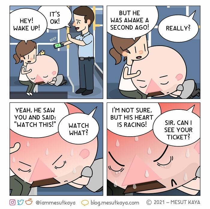 13-1 20 Hilarious Comics Depicting Awkward Life Moments With an Exaggerated Version of the Artist